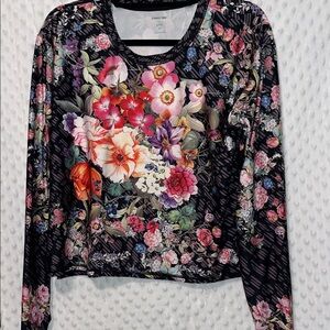 Johnny Was Multicolor Floral Long Sleeve Top